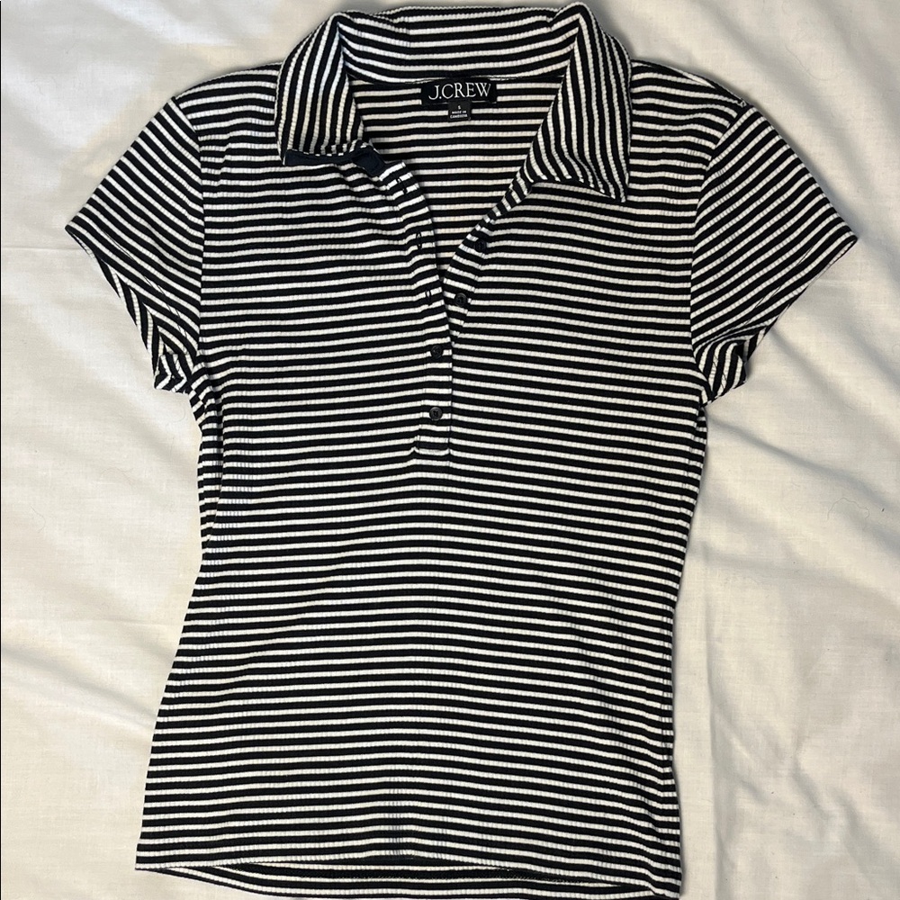 J. Crew women’s Polo with Black and White Stripes